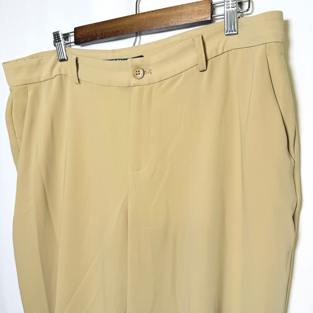 Lauren Ralph Lauren 14P Tan Pleated Taper Pant Button Tab Equestrian Trouser